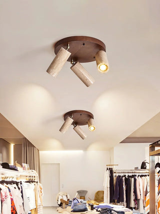 Cylindrical Terra Beam Travertine Ceiling Light - Vidirlighting