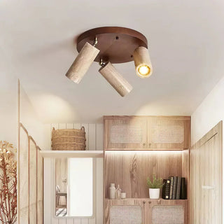 Cylindrical Terra Beam Travertine Ceiling Light - Vidirlighting