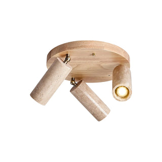 Cylindrical Terra Beam Travertine Ceiling Light - Vidirlighting