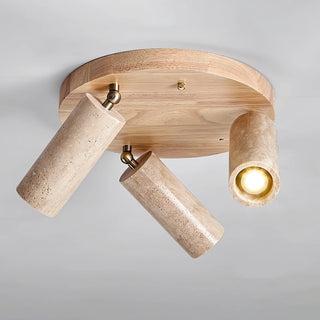 Cylindrical Terra Beam Travertine Ceiling Light - Vidirlighting
