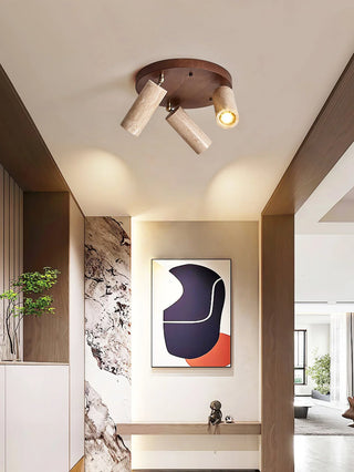Cylindrical Terra Beam Travertine Ceiling Light - Vidirlighting