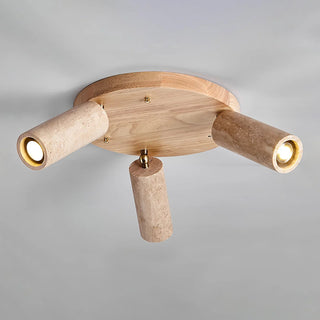 Cylindrical Terra Beam Travertine Ceiling Light - Vidirlighting