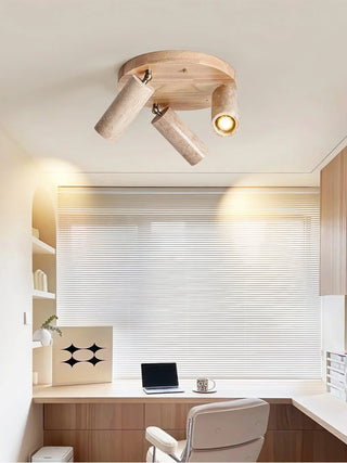 Cylindrical Terra Beam Travertine Ceiling Light - Vidirlighting