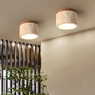 Cylindrical Travertine Ceiling Light - Vidirlighting