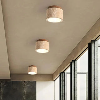 Cylindrical Travertine Ceiling Light - Vidirlighting