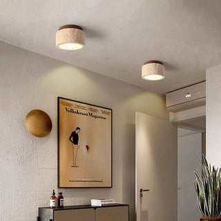 Cylindrical Travertine Ceiling Light - Vidirlighting