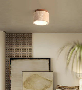 Cylindrical Travertine Ceiling Light - Vidirlighting