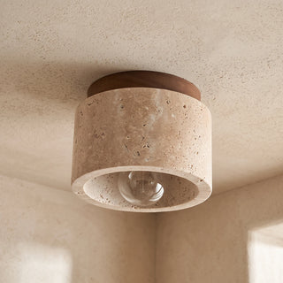 Cylindrical Travertine Ceiling Light