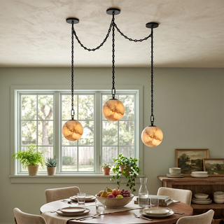 Alabaster Spherical Chain Chandelier