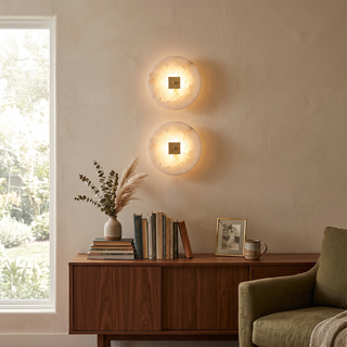 Disc Shaped Alabaster Wall Light