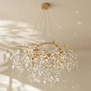 Crystal Teardrop Brass Chandelier