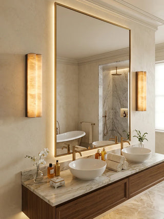 Double Cylinder Alabaster Tubular Wall Sconce