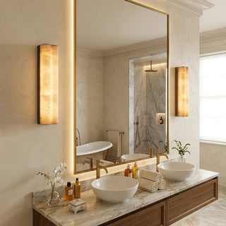 Double Cylinder Alabaster Tubular Wall Sconce
