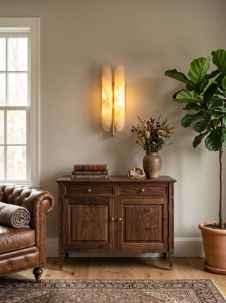 Double Husk Alabaster Wall Sconce
