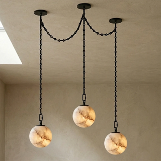 Alabaster Spherical Chain Chandelier
