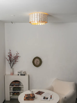 Drum-Shaped Capiz Shell Ceiling Light
