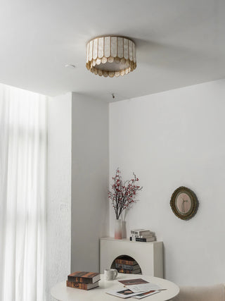 Drum-Shaped Capiz Shell Ceiling Light