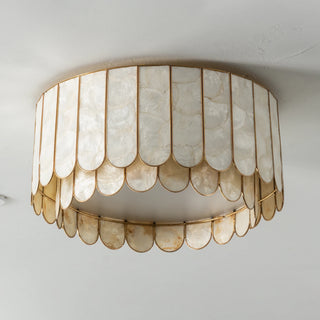 Drum-Shaped Capiz Shell Ceiling Light