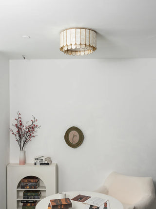 Drum-Shaped Capiz Shell Ceiling Light