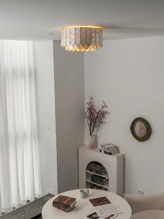 Drum-Shaped Capiz Shell Ceiling Light