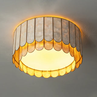 Drum-Shaped Capiz Shell Ceiling Light