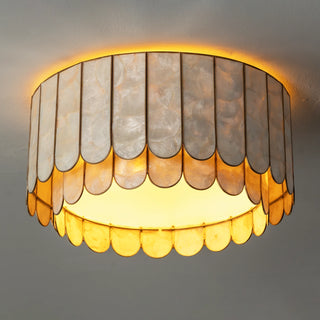 Drum-Shaped Capiz Shell Ceiling Light