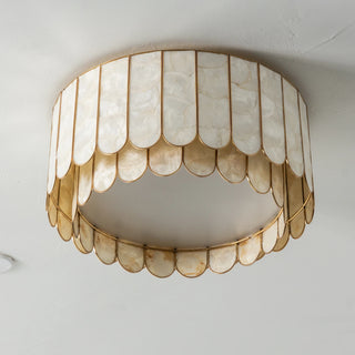 Drum-Shaped Capiz Shell Ceiling Light