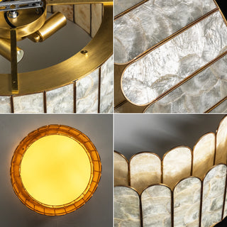 Drum-Shaped Capiz Shell Ceiling Light