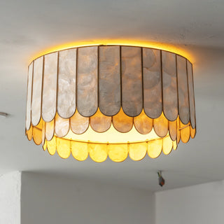 Drum-Shaped Capiz Shell Ceiling Light