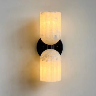 Dual Alabaster Pillar Wall Sconce
