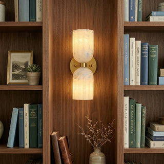 Dual Alabaster Pillar Wall Sconce