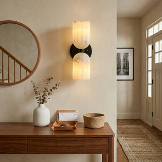 Dual Alabaster Pillar Wall Sconce