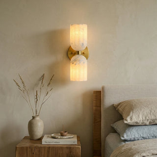 Dual Alabaster Pillar Wall Sconce