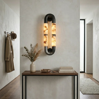 Dual-Head Luma Arc Snowflake Stone Wall Lamp