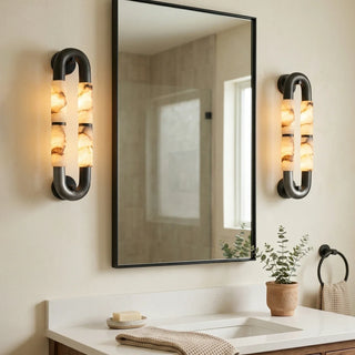 Dual-Head Luma Arc Snowflake Stone Wall Lamp