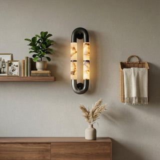 Dual-Head Luma Arc Snowflake Stone Wall Lamp