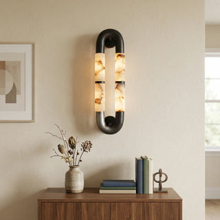 Dual-Head Luma Arc Snowflake Stone Wall Lamp