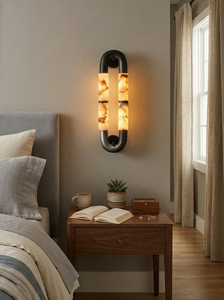 Dual-Head Luma Arc Snowflake Stone Wall Lamp