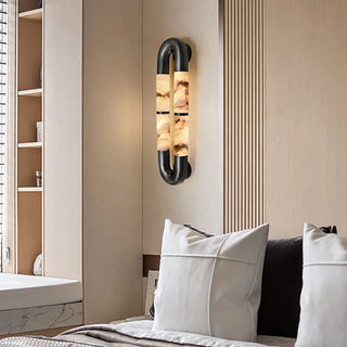 Dual-Head Luma Arc Snowflake Stone Wall Lamp