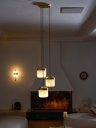 Elin Capped Alabaster Drum Pendant Light