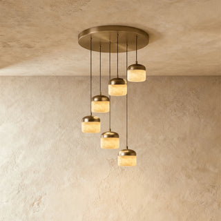 Elin Capped Alabaster Drum Pendant Light