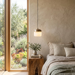 Elin Capped Alabaster Drum Pendant Light