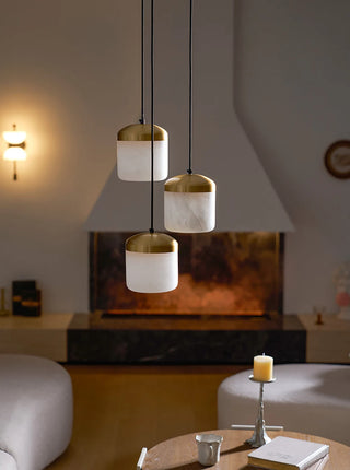 Elin Capped Alabaster Drum Pendant Light
