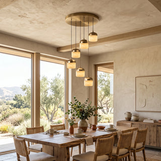 Elin Capped Alabaster Drum Pendant Light