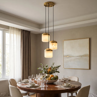 Elin Capped Alabaster Drum Pendant Light