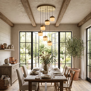 Elin Capped Alabaster Drum Pendant Light
