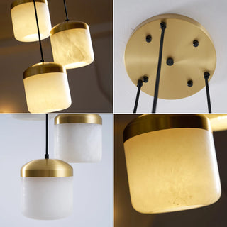 Elin Capped Alabaster Drum Pendant Light