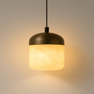 Elin Capped Alabaster Drum Pendant Light