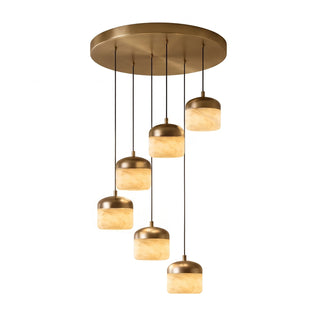 Elin Capped Alabaster Drum Pendant Light