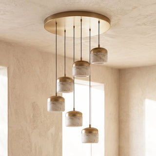 Elin Capped Alabaster Drum Pendant Light